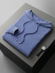 Felpe con cappuccio da uomo di alta qualità Primavera Autunno Pullover Maglione Smart Casual 100% lana merino Maglieria Comfort Abiti popolari coreani