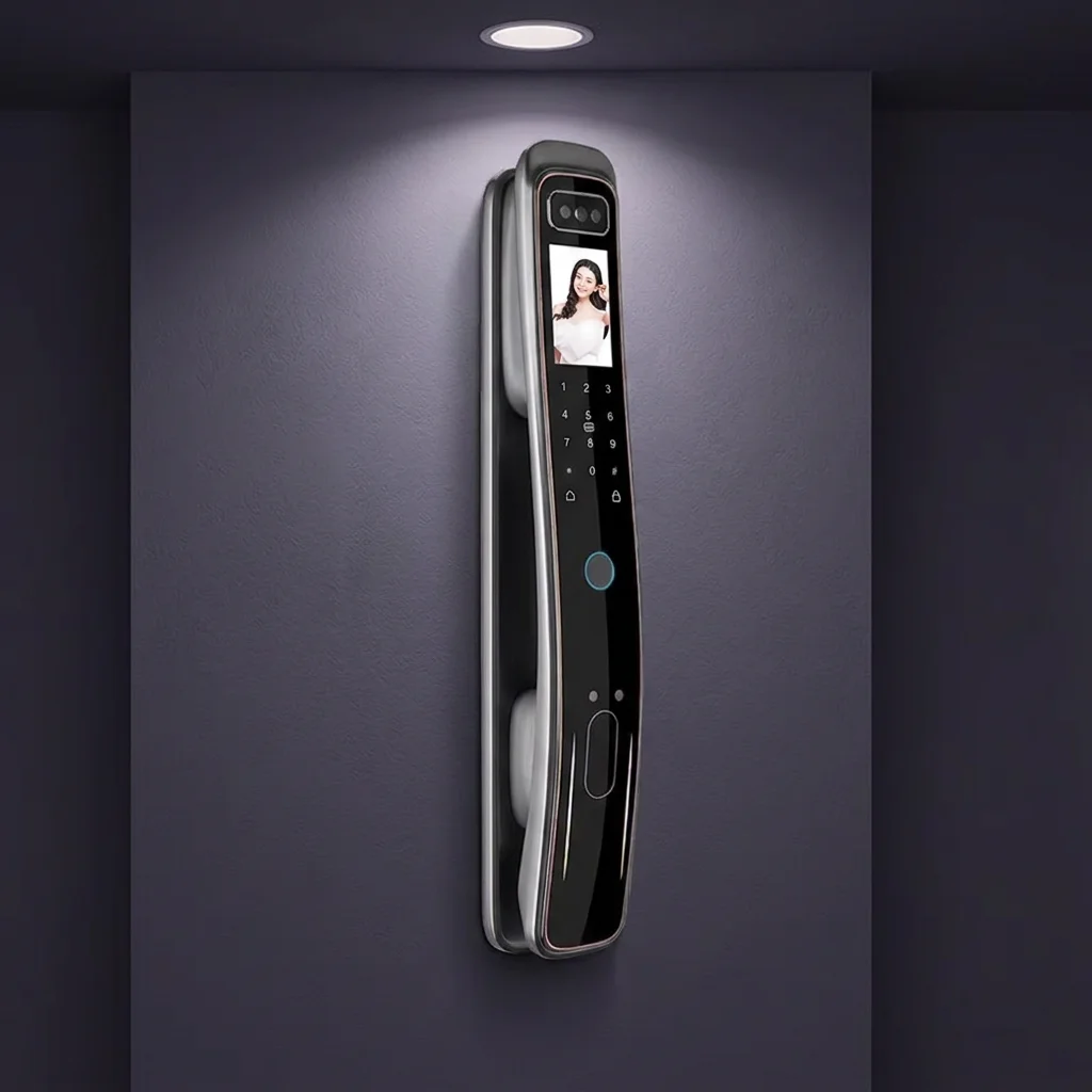 

Luxury Villa Grade C 3D Face Recognition Smart Lock Invisible Biometric Fingerprint HD IPS Screen Minimalist Security App