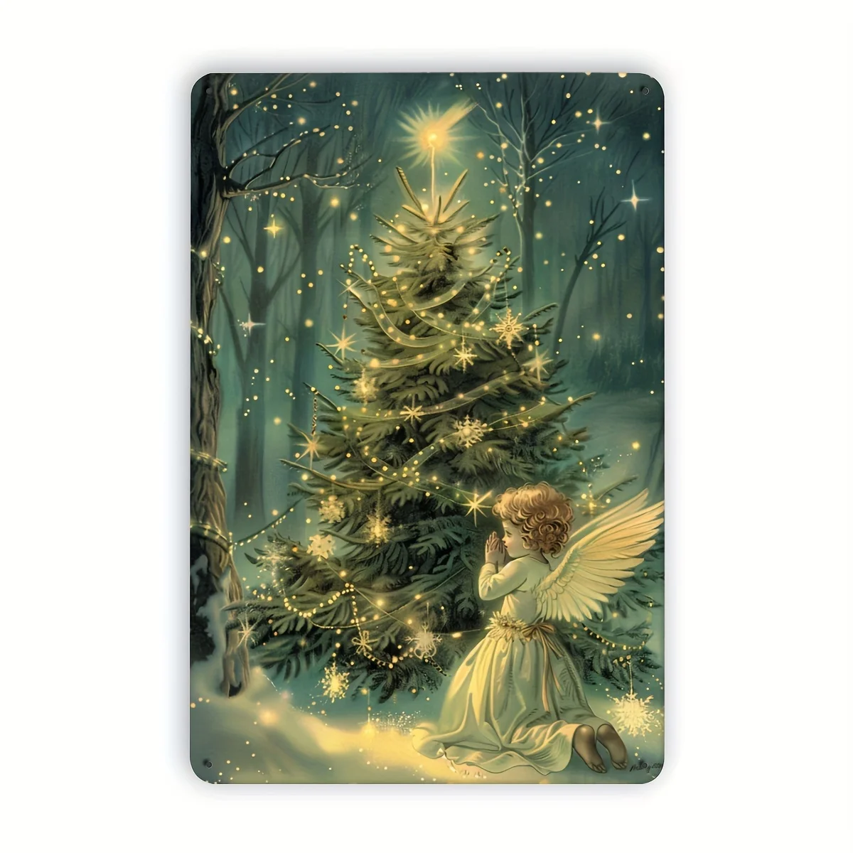 Christmas Tree Metal Tin Sign, Indoor Outdoor Decorative Hanging Painting, Wall Room Residence Bedroom Restaurant Bar
