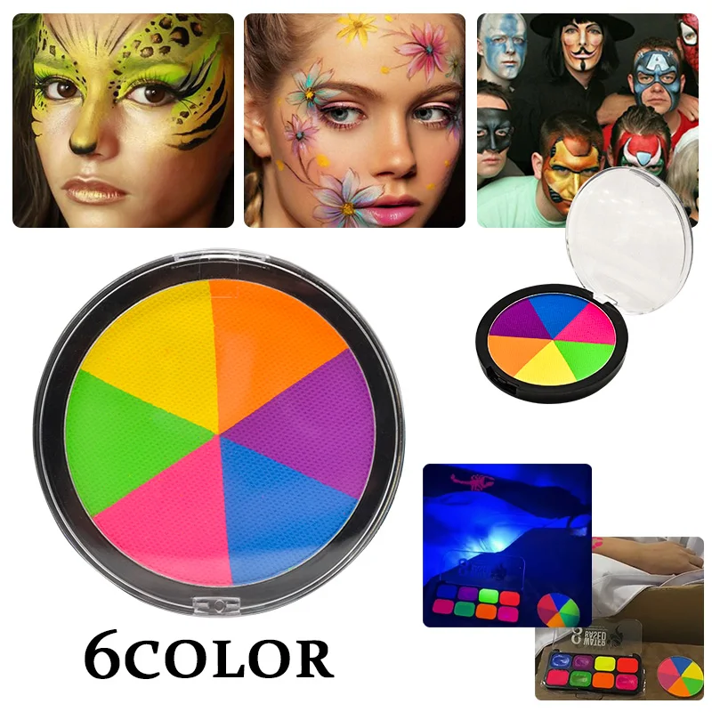 

24pcs/set UV flesh light Face Body Paint UV Glow in the dark Acrylic kids face paint for Party Halloween makeup wholesale