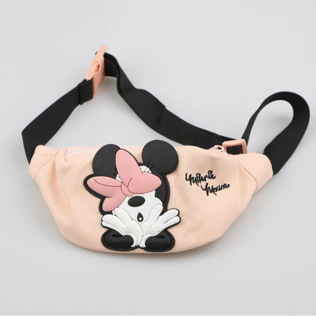 

Minnie New Embroidery Girl Waist Bag Cartoon Pink Girl Messenger Bag Canvas Luxury Brand Fashion Mini Girl Bag 3D High Quality