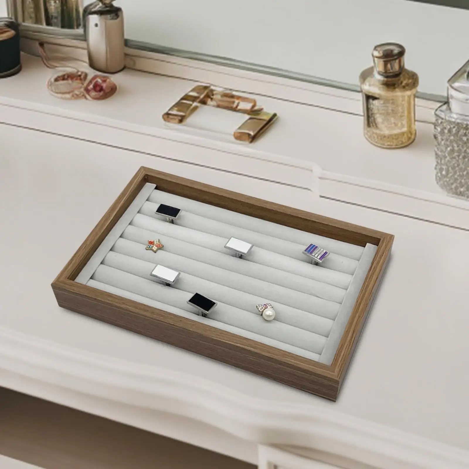 Wood Jewelry Trays Organizer Tray Display Storage Showcase Holder for Earring Brooch Bracelet Cufflinks Watches