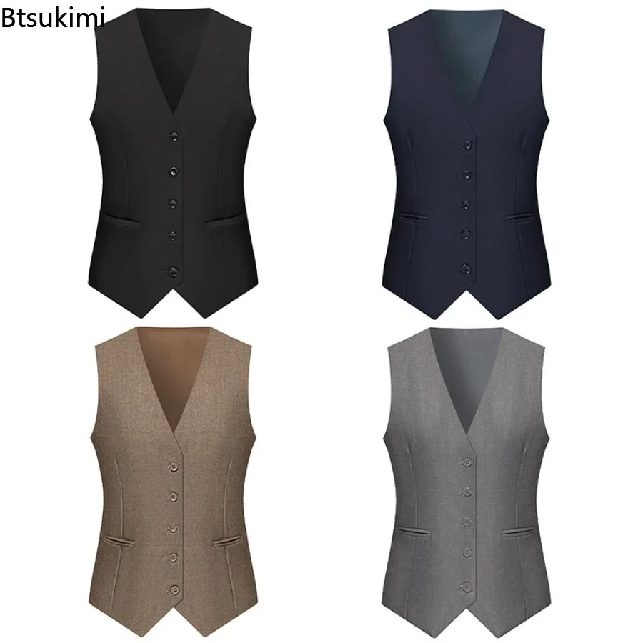 7XL 8XL Plus Size Suit Vest Men's Business Slim Dress Vest Fashion Solid Single Breasted V-neck Wedding Party Formal Waistcoats
