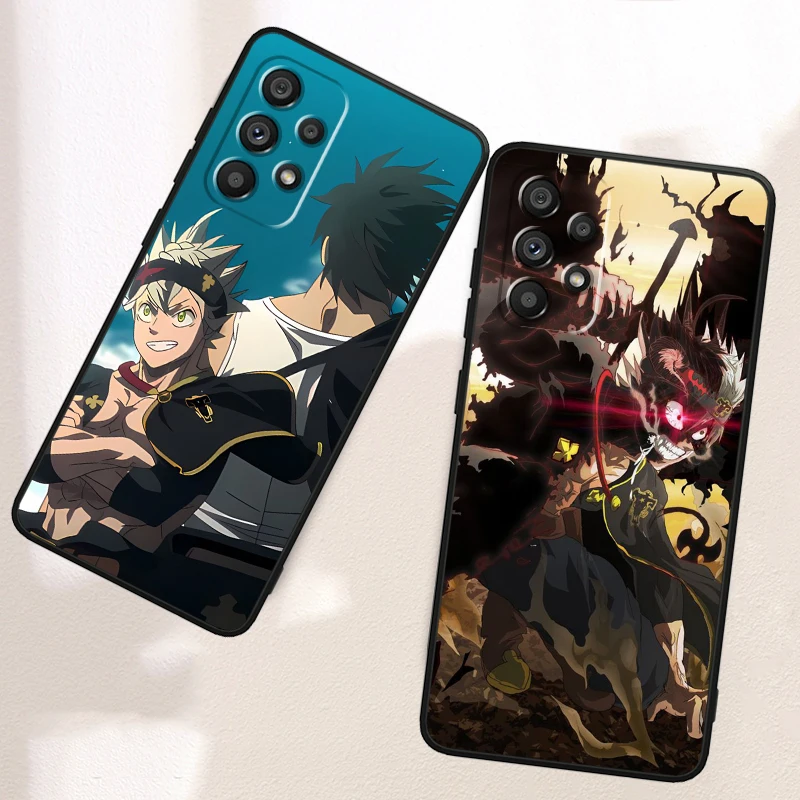 Black Clover Cartoon Cool For Samsung Note 20 10 Ultra Plus A31 A14 A12 A70 A34 A25 A04 A05 A15 A24 5G Black Funda Phone Case