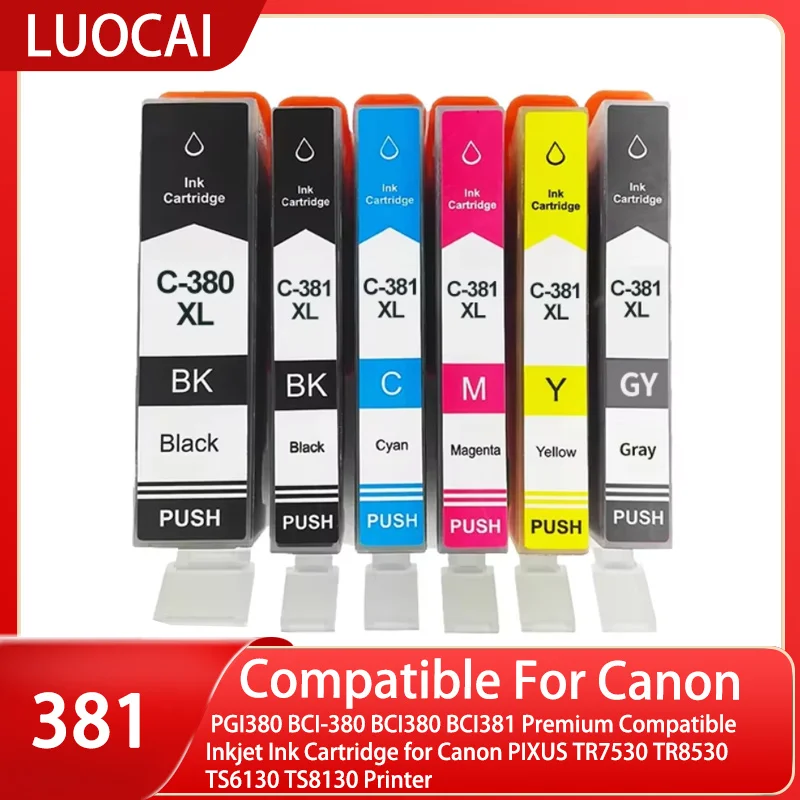 PGI380 BCI-380 BCI380 BCI381 Premium Compatible Inkjet Ink Cartridge for Canon PIXUS TR7530 TR8530 TS6130 TS8130 Printer