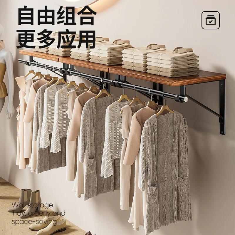 Wall Mounted Adjustable Storage Shelf Wood Board Carbon Steel Brackets Cm Expandable Rack Bathroom Home Walls