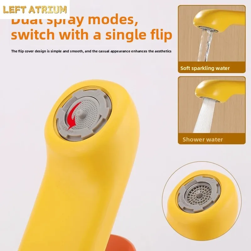Cartoon-Style Children's Faucet: Little Yellow Duck Design, Adjustable Hot/Cold Water, Splash-Proof, Universal Sink Faucet