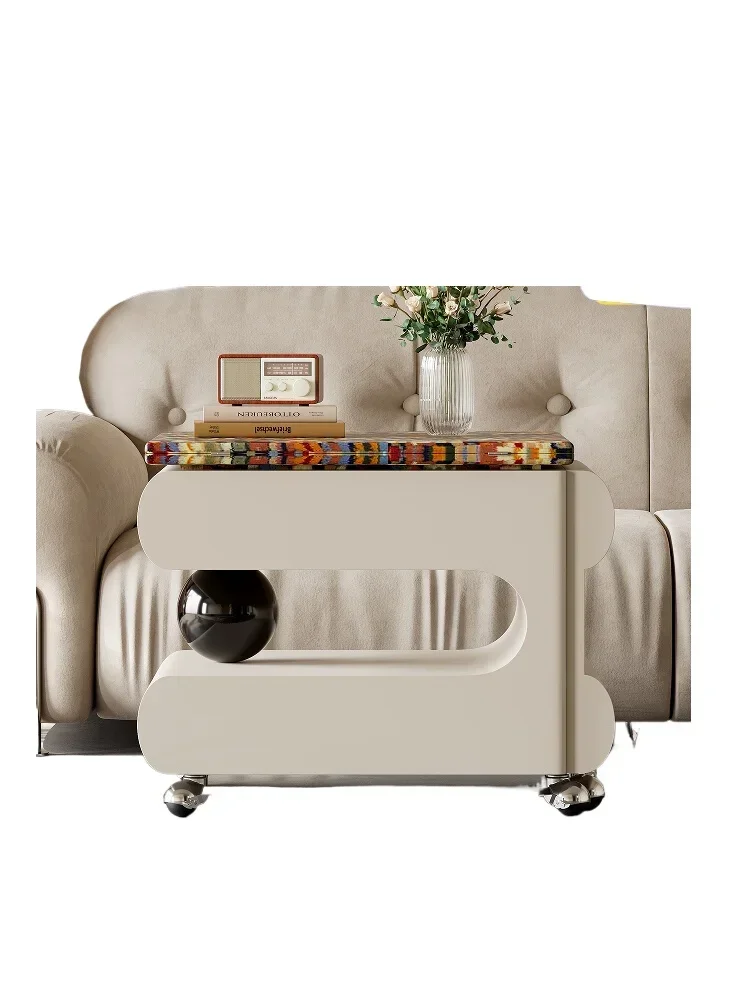 

Movable folding coffee table Multifunctional creative retractable trolley side table