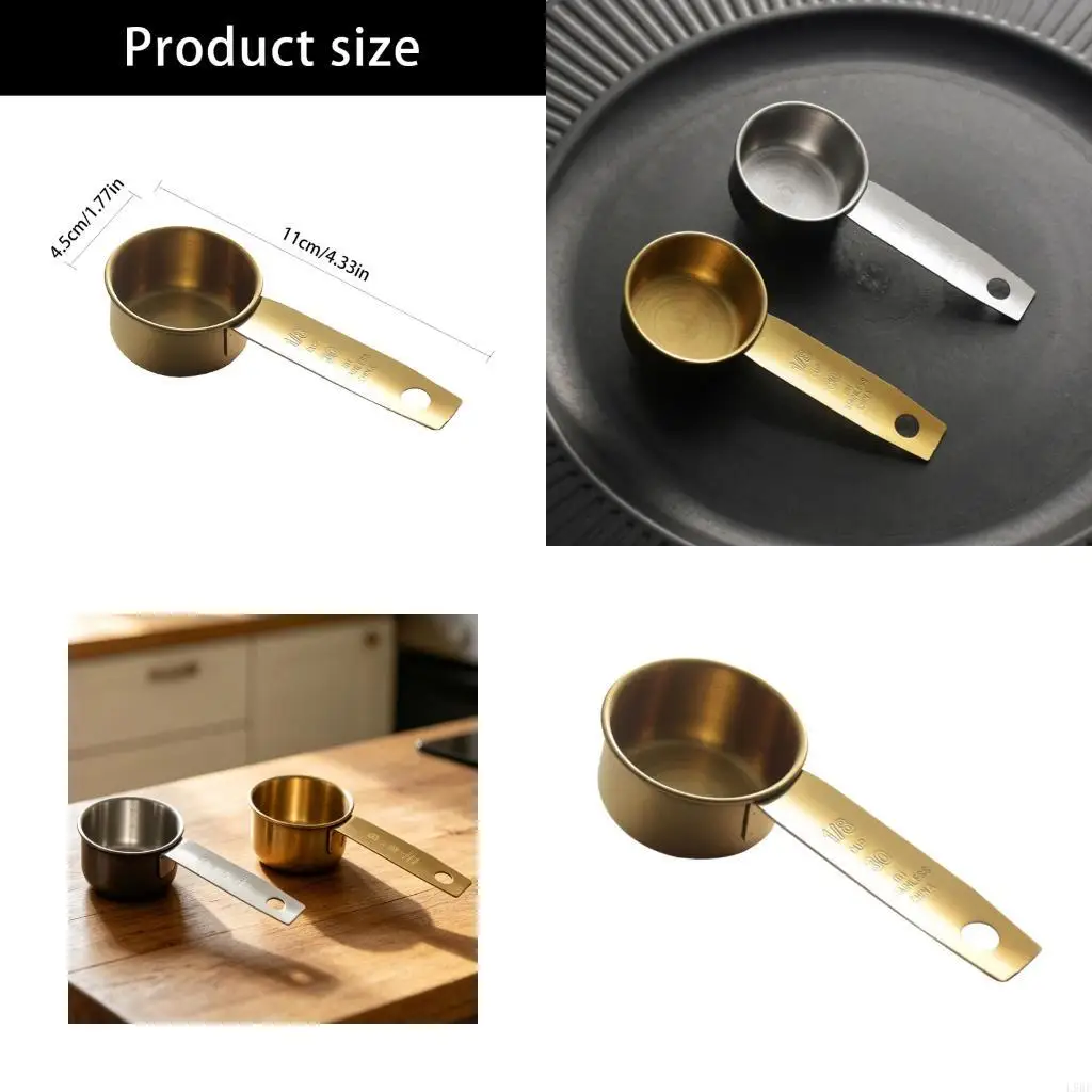L9BE 2Pcs Practical Stainless Steel 30ml Measuring Spoon With Ergonomic Long Handle