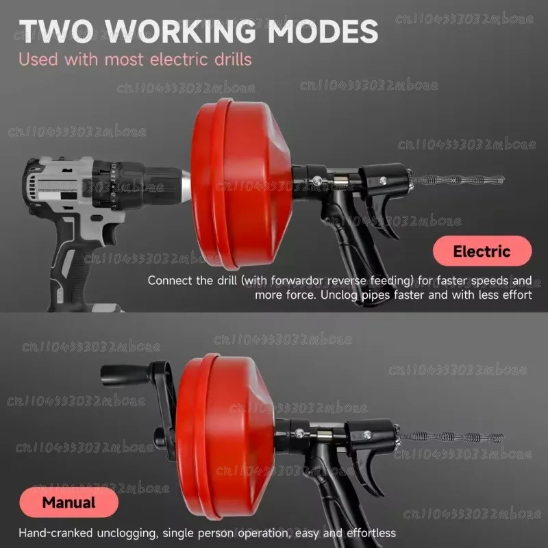 Flexible Drain Auger Clog Remover Plumbing Snake for Kitchen Bathroom Shower Sink - Manual Or Powered Cleaning Tool