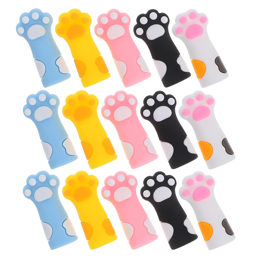 

18pcs Cat Paw Caps Soft Silicone Color Pencil Extenders Tip Protectors For Kids School Supplies Assorted Colors Pencil