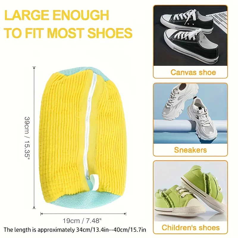 Washing Machine Shoe Washing Bag, Fluffy Fiber 360 ° Comprehensive Cleaning, Durable Zipper, Reusable Sneaker Laundry Bag, Oval Protective Laundry Bag, Suitable for Sneakers, Casual Shoes, Dishwasher and Washing Machine Safe, Laundry Bag, Shoe Washing Bag