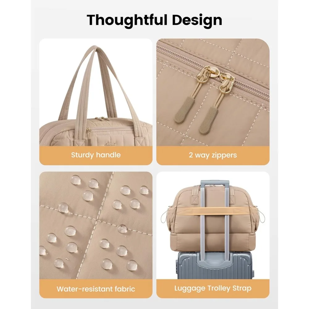 حقيبة نسائية كبيرة لعطلة نهاية الأسبوع مع حجرة للأحذية، حقيبة منتفخة للحمل للطائرات، حقيبة مستشفى مثالية