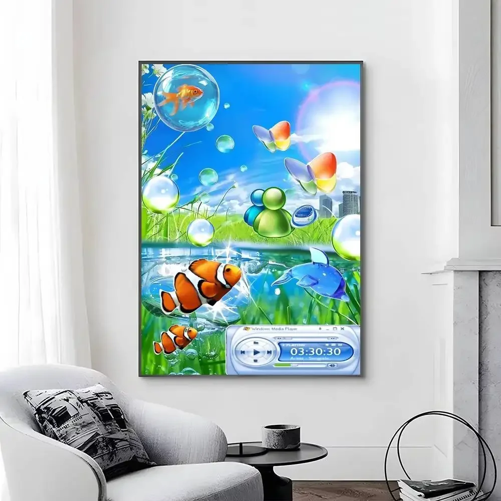 Fish Frutiger Aero A-Aqua Nostalgie-Poster, selbstklebend, wasserfest, ideal für Wohnzimmer, Schlafzimmer, Bar-Dekoration – Detail 11