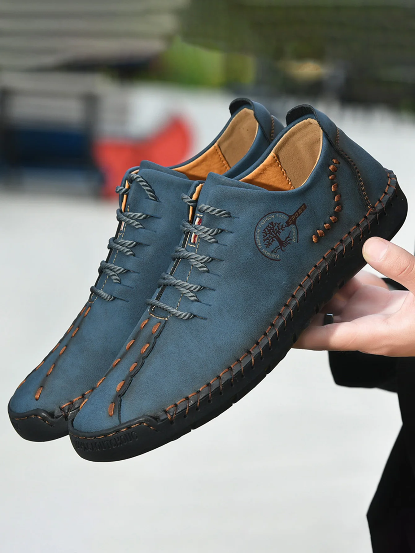 Men's Fashionable Retro Hand-Stitched Casual Shoes, Comfortable and Breathable Non-Slip Casual Sneakers for Everyday Wear, Party Fashion Footwear, Daily Wear Embellishment Large Size Men's Shoes, Men's Loafers, Hot-Sel