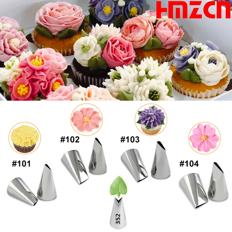 #101 102 103 104 Rose Russian Tulip Icing Piping Nozzles Stainless Steel Flower Cream Pastry Tip Cupcake Cake Decorating Tools