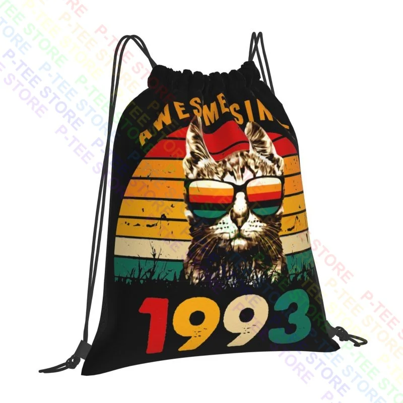 Awesome Since 1993 Cute Funny Cat Drawstring Bags Gym Bag Fashion Portable 3d Printing Large Capacity