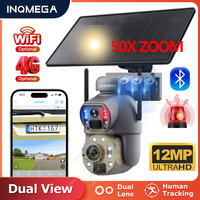 INQMEGA 6K 12MP 50X Zoom Solar Camera 4G Sim/WIFI Dual Lens Dual PIR Detection Humanoid Auto Tracking Outdoor Security Camera 
