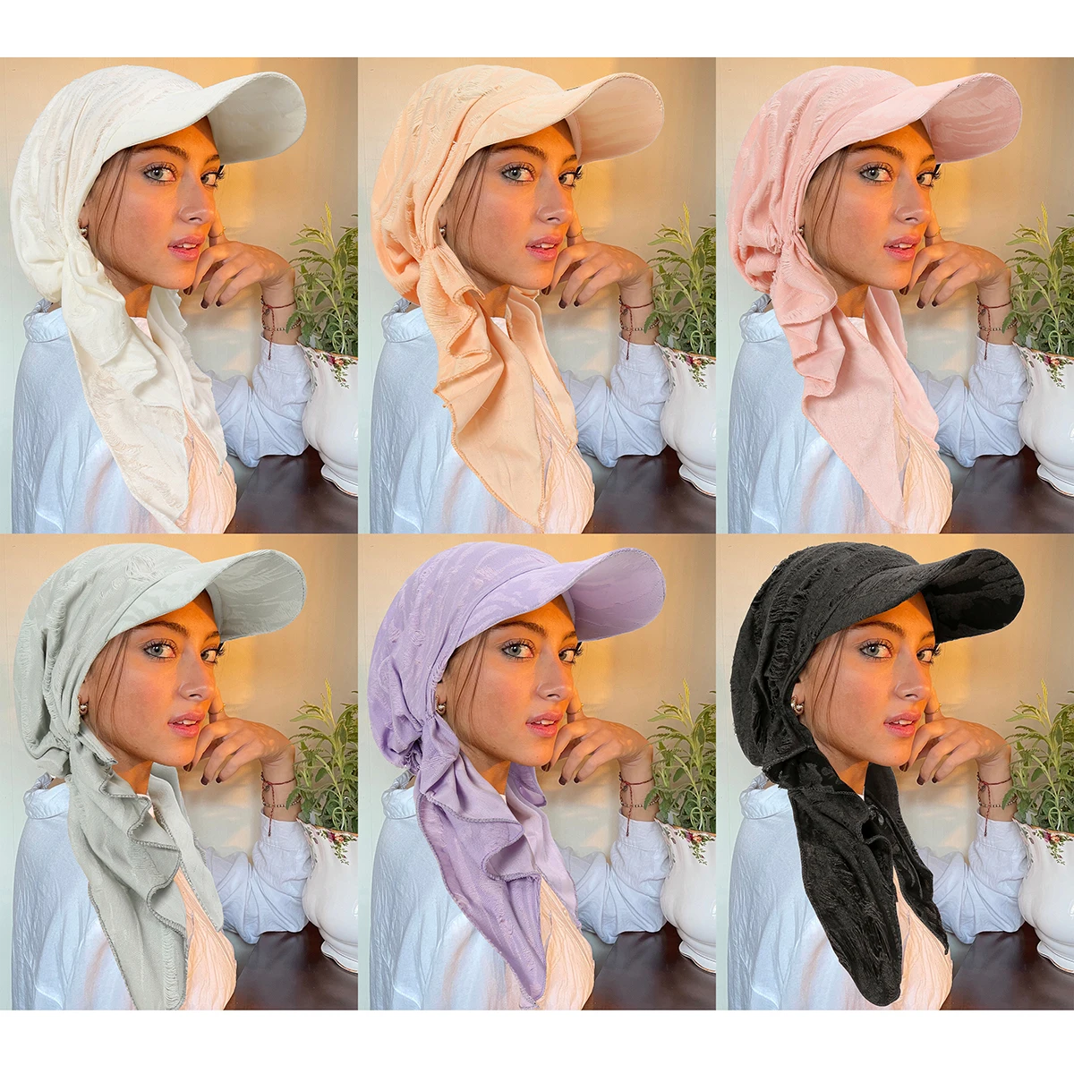 Multicolored Turban Bonnet Baseball Cap Women Muslim Hijab Islamic Chemo Cap Head Scarf Ladies Head Wrap Cover Hijab Scarf