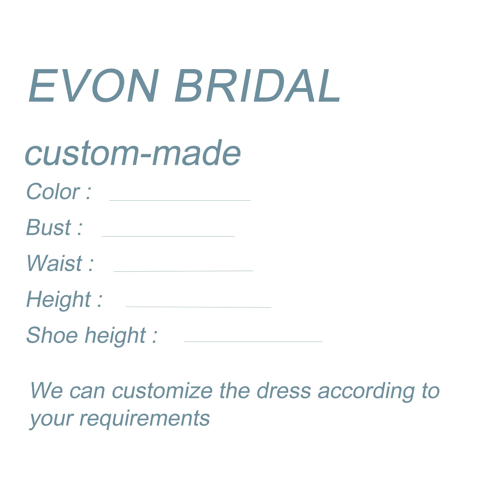 EVON BRIDAL Extra Customized Fee Custom Made Evening Dresses Prom Party Dress Formal Occasion Gowns Expedited Shipping Fee