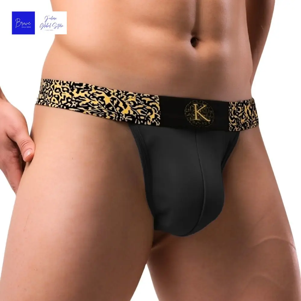 Men Trendy Bikini Briefs Ice Silk Moisture Wicking Underwear Luxury Black Gold Printed Elastic Waistband Athletic Underpants