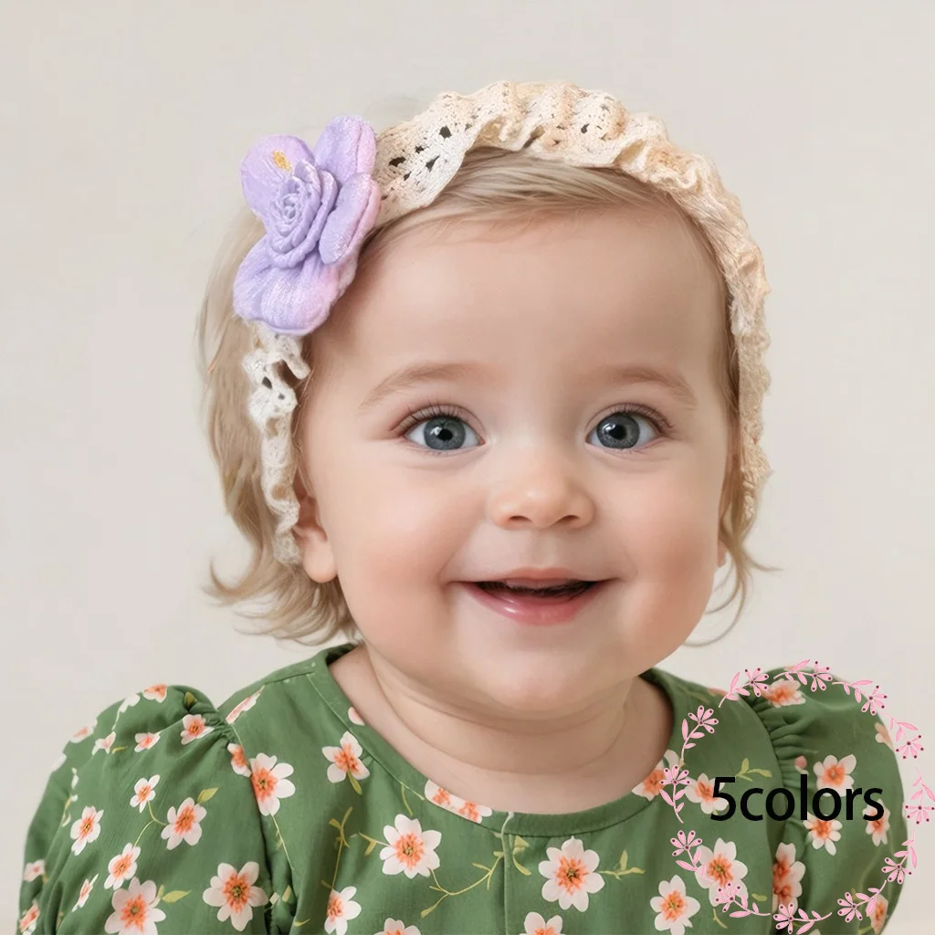 

Baby Hair Accessories Cute Flower Lace Baby Elastic Headband Comfortable Children Wholesale Girls Cotton Jewelry Headwear