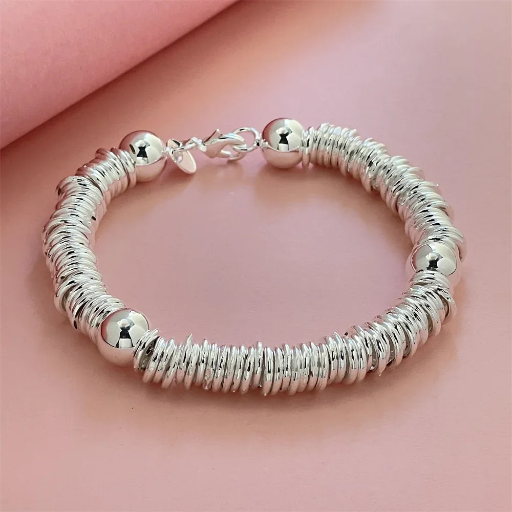 Fashion jewelry 925 sterling silver bracelet circle beads suitable for women\'s fashion wedding party gift temperament jewelry