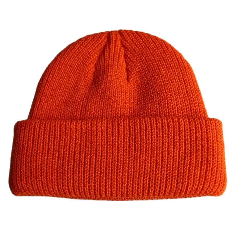 Solid Colors Short Beanies Hat for Men Women Winter Knit Cap Skullies Yellow Orange Beige Grey Navy Black