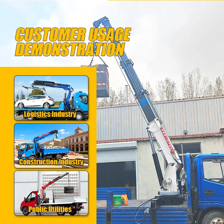 Factory Priced Mini Pickup Truck Crane 1 Ton 2 Ton 3 Ton With Cable Winch For Sale