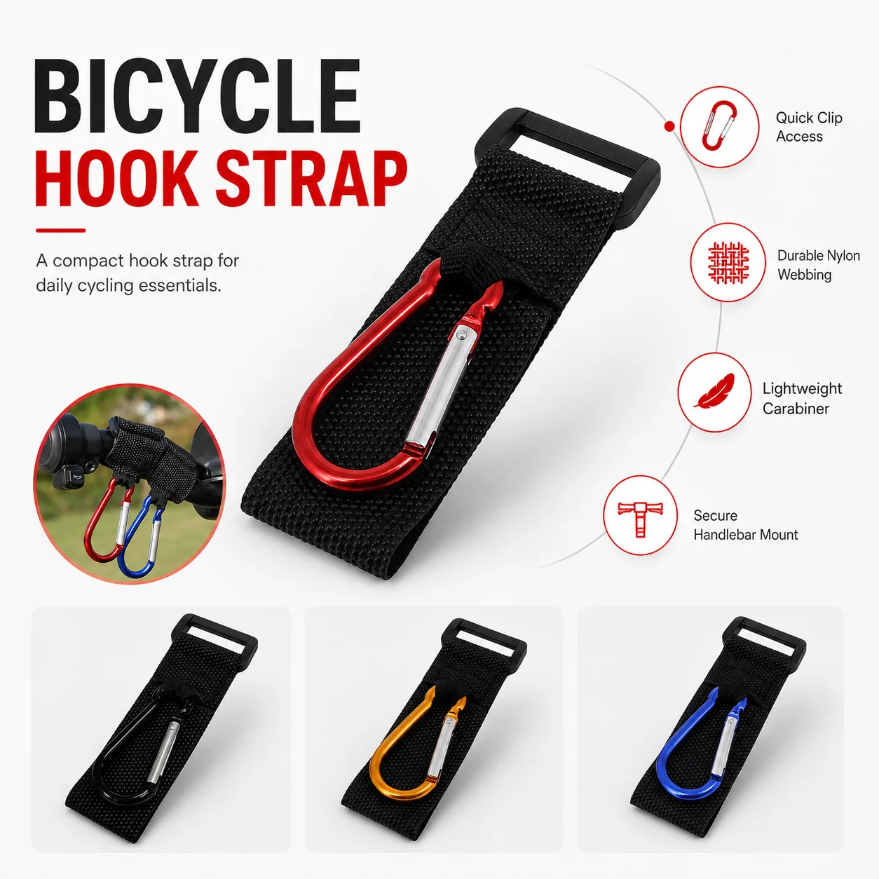 PINMOAP 1PC Universal No-Drill Bike E-Bike Stroller Hook Heavy Duty Handlebar Bag Hanger For All Shopping Bags Helmets Backpacks