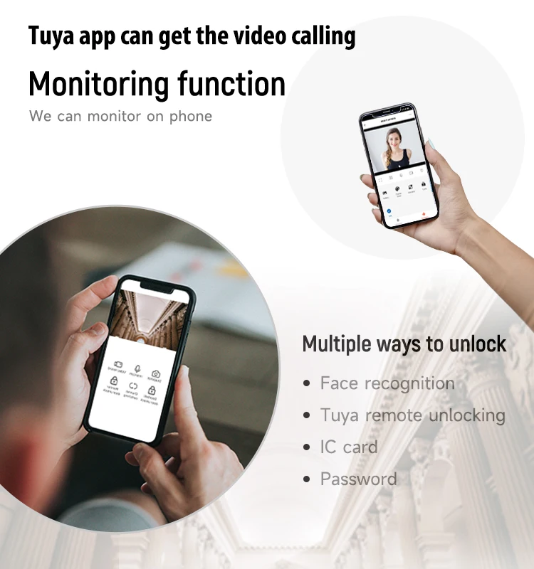 ระบบอินเตอร์คอม TCP/IP HD 1080P แบบกำหนดเอง ระบบอินเตอร์คอมวิดีโอโทรศัพท์ประตู Tuya ระบบรักษาความปลอดภัยบ้าน