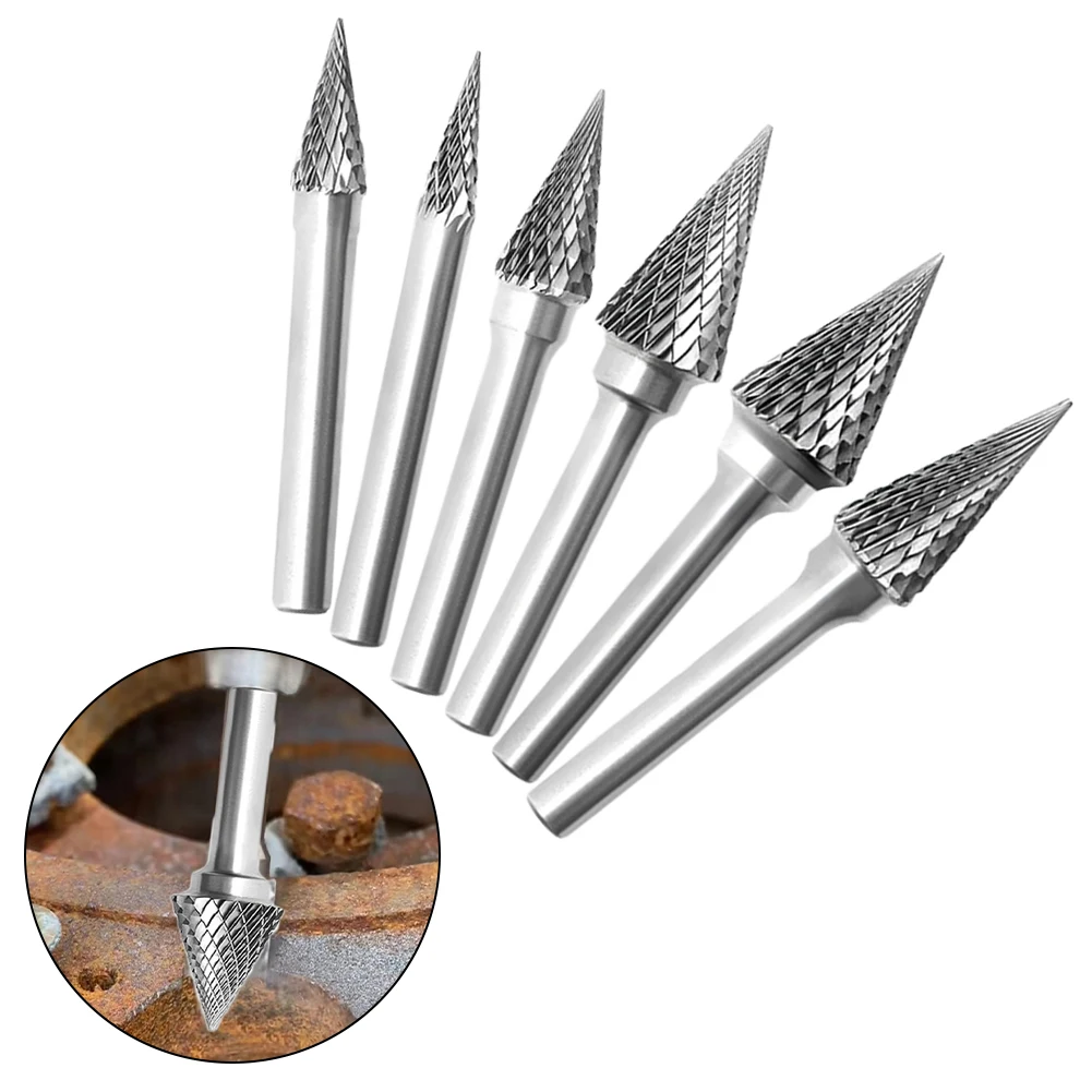 6mm Shank Rotary Burr Tungsten Carbide Double Cutter Rotary Burr Plastic Wood Carving File Woodworking Electric Grinding Head