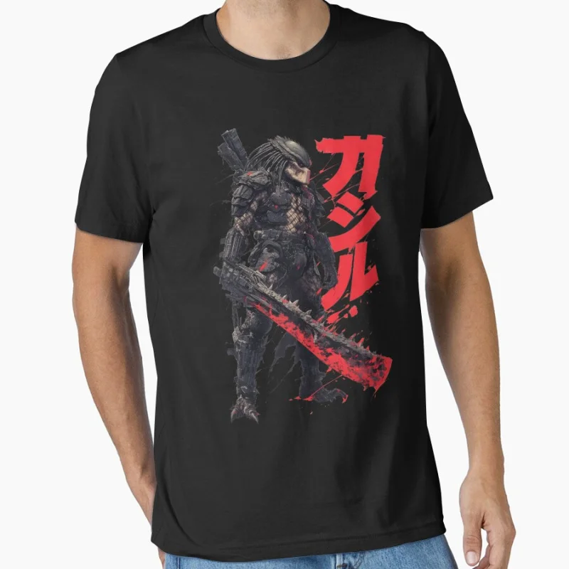 The Predator Manga Cover Poster 80s horror sci fi Monster Hunter Alien printed t shirt for men large size Adult tops S-6XL