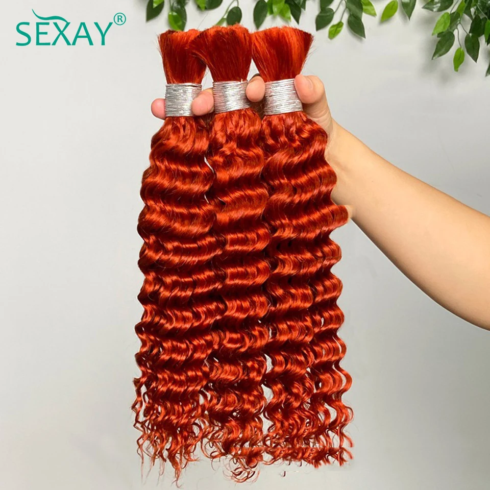 Ingwer-Echthaar-Masse zum Flechten, 30,5–71,1 cm, brasilianisches Remy-Haar, kein Schuss, für Boho-Zöpfe, tiefe Welle, lockiges Bündel, geflochten