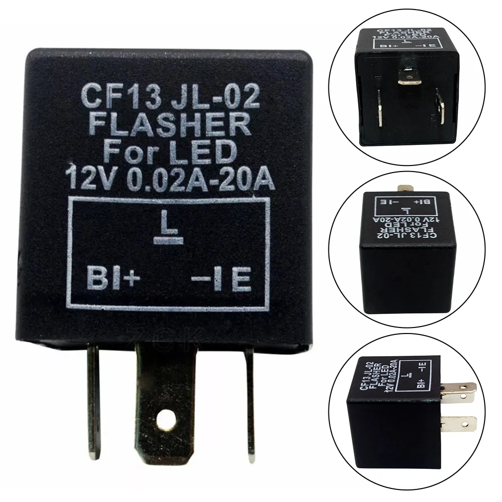 3 Pin Car Flasher Relay Efficient Turn Signal Fix Relay Car Lights Hyper Flash Turn Signal Decoder CF13 EP34