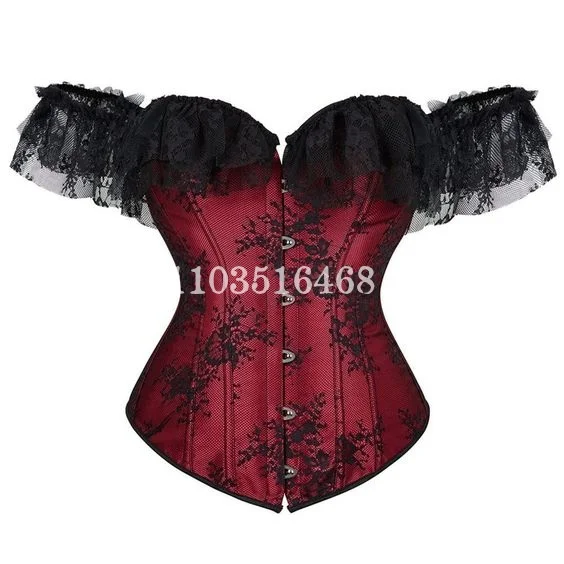 Black Red Victorian Corset Vintage Applique Lace Plus Size Women Corset Corset Masquerade Wedding Bridal Leagues