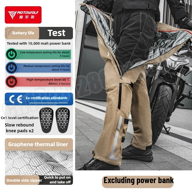 

Motowolf Motorcycle Winter Heated Pants Waterproof Windproof CE Protection Quick Release Riding Gear