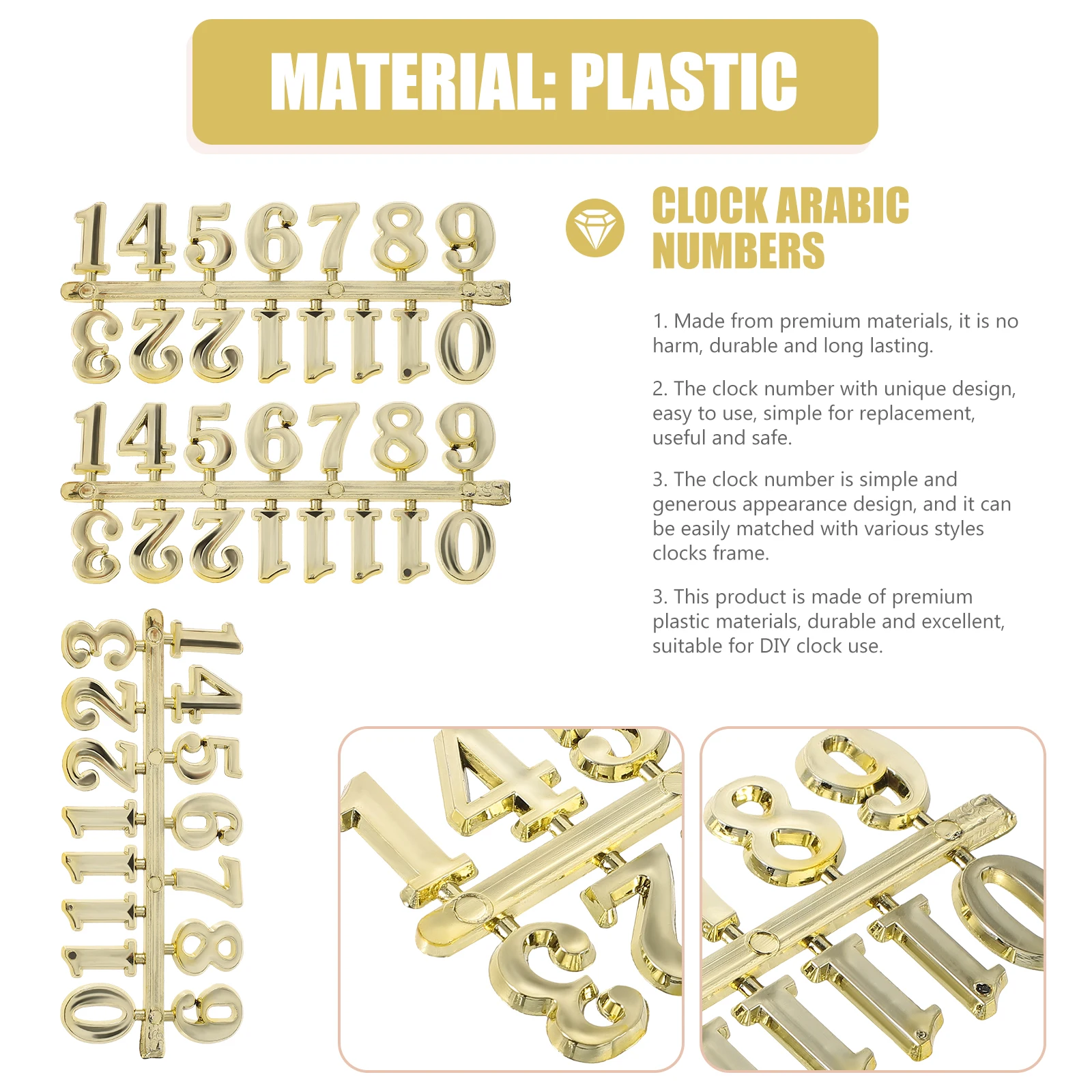 

5 Sets Numbers for Clock Face Arabic Numerals Card Decoration Replacement Parts Accessories Quartz