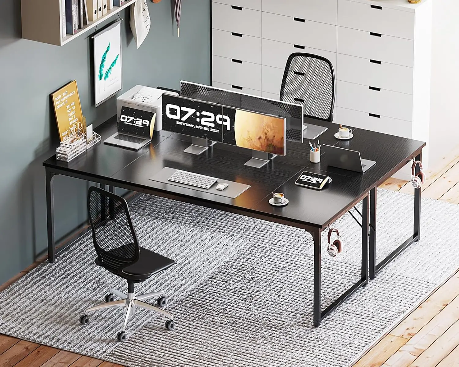 Modern Simple Style Desk for Home Office, Study Student Writing Desk, Black