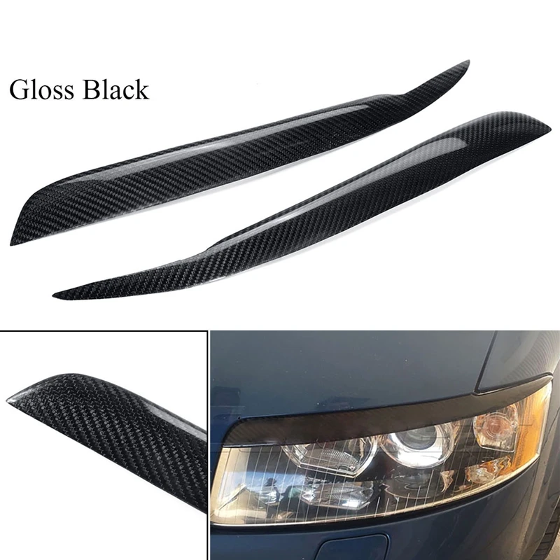 

Carbon Fiber Headlight Eyebrow Cover Head Light Eyelid Sticker Head Light Lamp Trim For- A4 B6 2002 2003 2004 2005