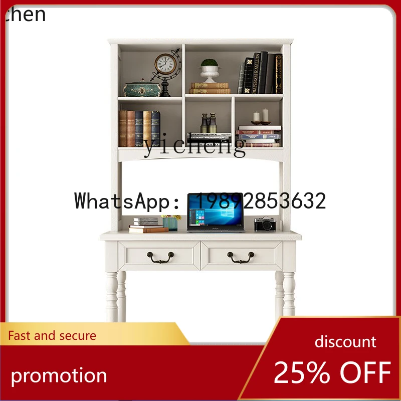 

YFY American solid wood desk bookshelf combination computer office study desk writing desk household