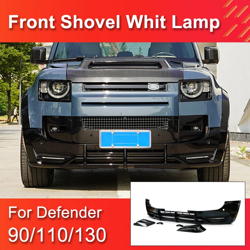 Bumpers High Quality Front Shovel Whit Lamp for Land Rover Defender 90 110 2020-2023 Front Lip Kit for New Defender Body Kits