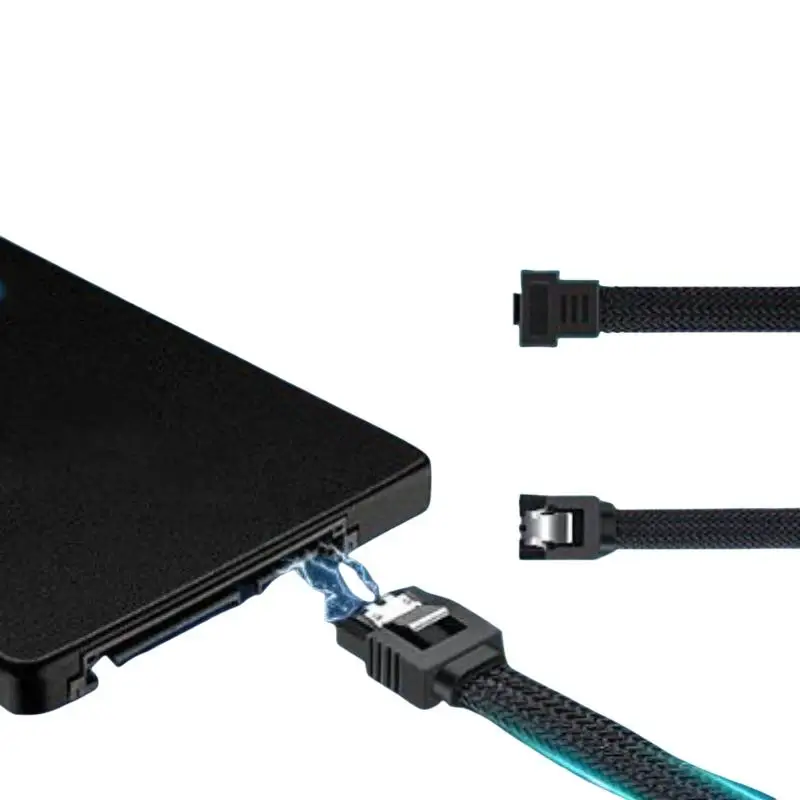 High Performance Braided SATA 3 Cable 6Gbps 90° Right Angle Connector for PC Internal SSD HDD Data Transmission