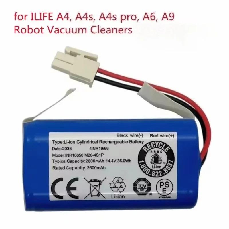 14.4V 3500mAh Lithium Rechargeable 18650 Battery for ILIFE A4 A4s Pro A6 A7 V7s Plus A9 V55 Pro A9s CR130 Robot Vacuums