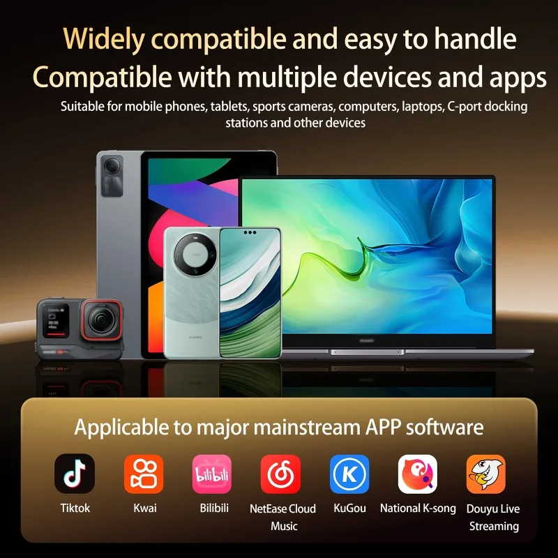 Wireless Lavalier Lapel Microphone Plug and Play Mobile Phone Mic AI Noise Reduction Dual-Microphone Vlog Recording Short Videos
