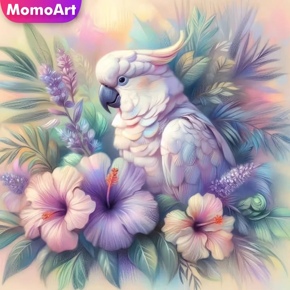 Momoart DIY Diamantmalerei Vogel Diamantmosaik Papagei Tiermuster für Erwachsene Anfänger Stickerei Blumen Feiertagsgeschenke