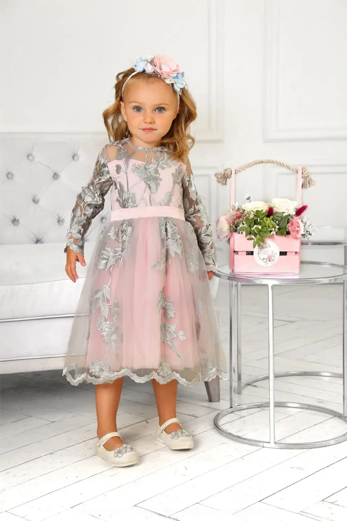 Pink Exclusive Mommy and Me Party Dresses with Silvery Applique Lace 2026 Mother and Daughter Matching Dress for Photoshoot