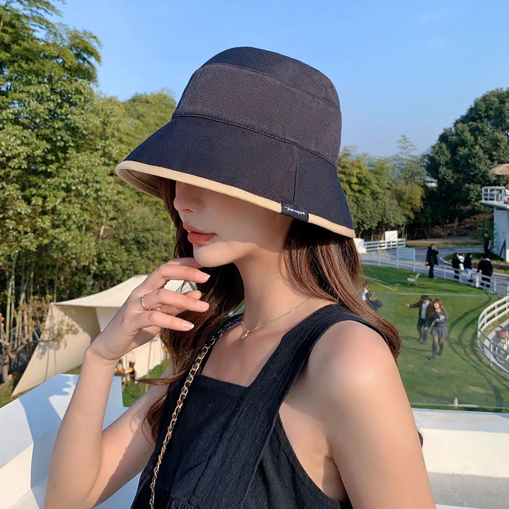 2022 new Women's bucket hat Solid style Panama caps Splicing color luxury hat fisherman hat Ladies summer sun Travel Beach Hat