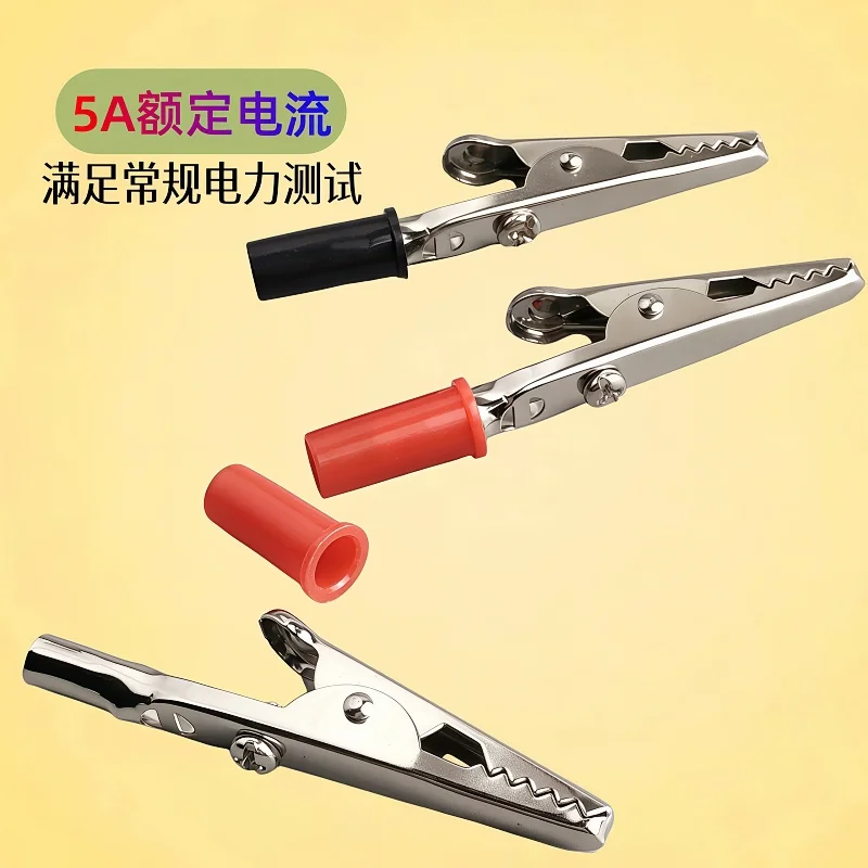 5/10PCS Red Black 5A 50mm Alligator Clips Crocodile clamp Metal banana Plug Connector for Car Battery Power Test Lead