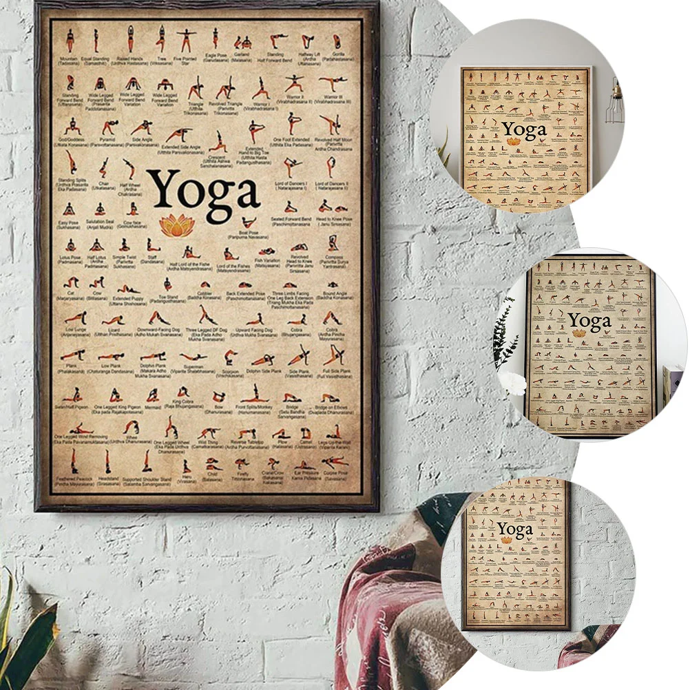 Vintage-Heimdekoration, Yoga-Poster, dekorative Wand, austauschbares Zimmer, zartes, handgefertigtes Bild, Fitness